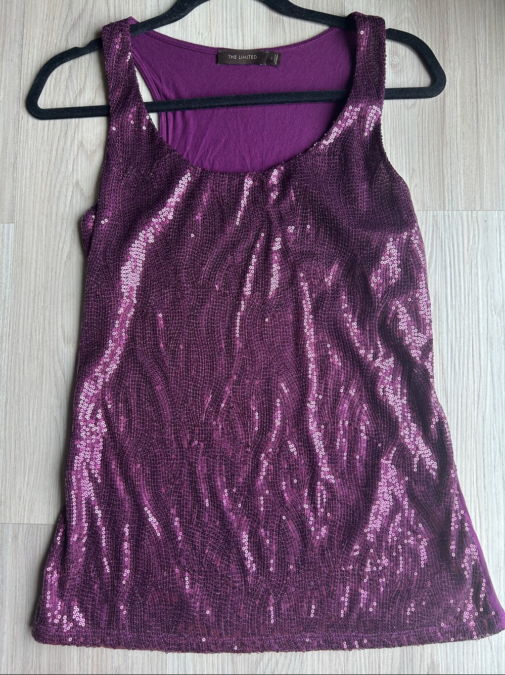 Limited Sleeveless Sequin Tank Top L Pink Purple Festive Evening Holiday Glam